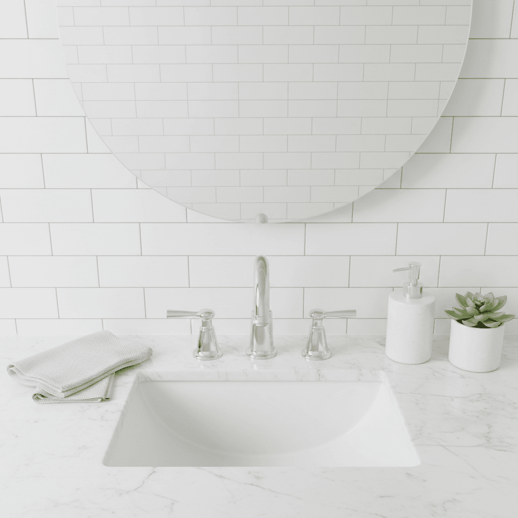 Spotless bathroom vanity and mirror